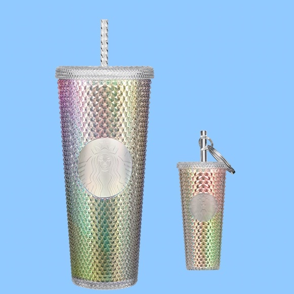 Starbucks Unicorn Bling Iridescent Studded Tumbler Cup 24oz & Matching Keychain - Picture 13 of 13